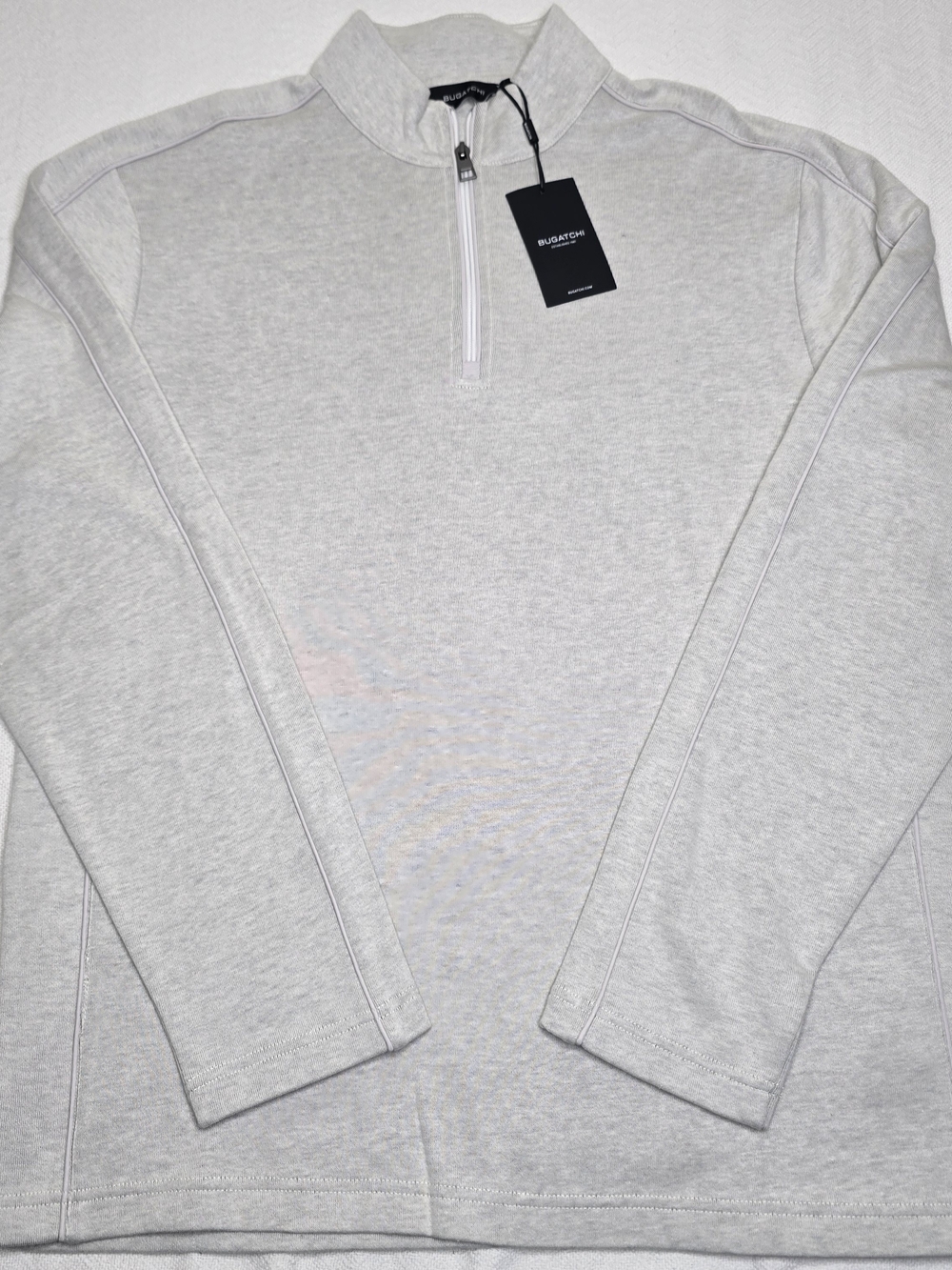 Bugatchi Men's Quarter Zip Pullover Sweater Gray Size L NWT